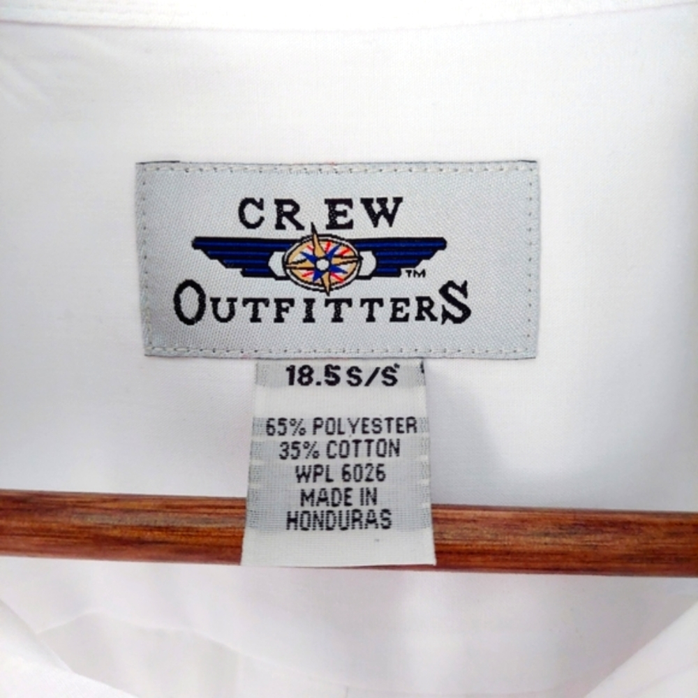 Crew Outfitters Navy Summer White Uniform Pilot Dress Shirt Epaulets Sz 18.5 S/S - Picture 5 of 10